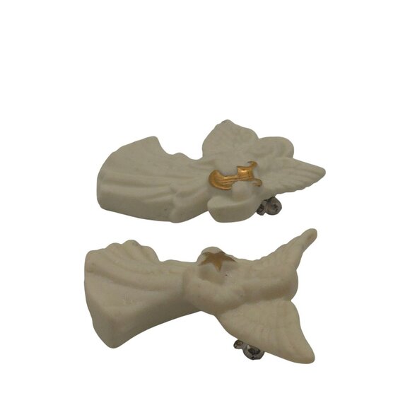 VTG Brooch 2PC Lenox White Stoneware Porcelain Angel GoldTone Religious Keepsake - Picture 9 of 13